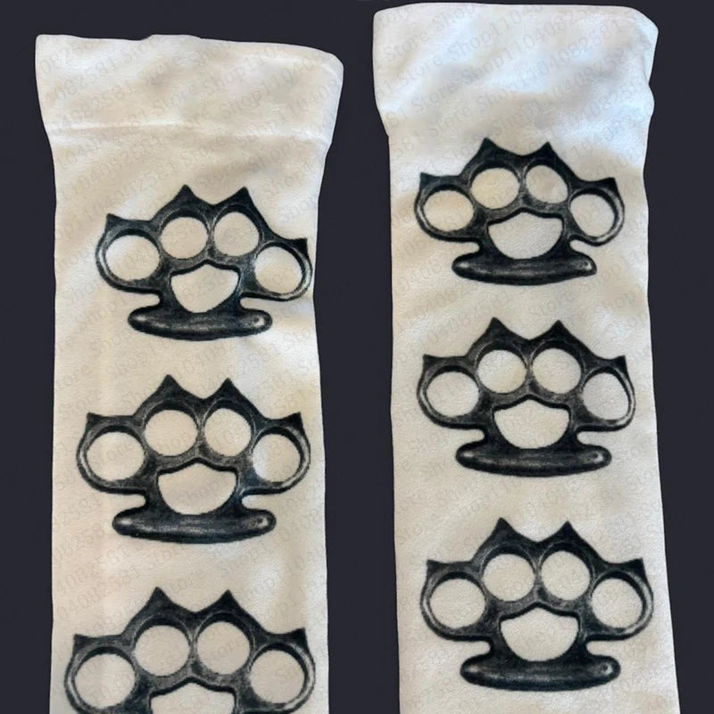 Punk Knuckleduster Print Knee-High Sock