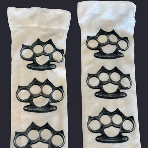 Punk Knuckleduster Print Knee-High Sock