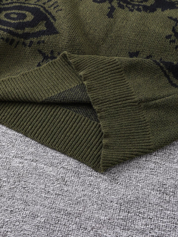Nu Goth All-Seeing Eyes Jacquard Knit Sweater