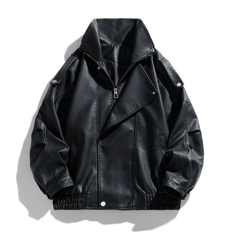 Goth Oversized Faux Leather Bomber Jacket