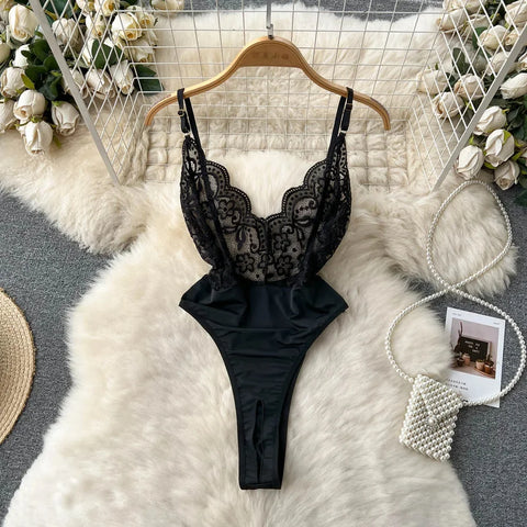 Goth Bound in Contrast Rope Bodysuit