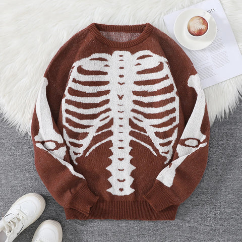 Goth Skeleton Rib Cage Knit Sweater