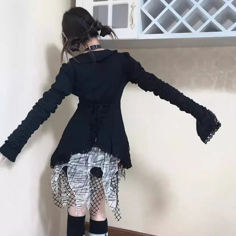 Victorian Goth Cascading Ruffle Lace Shirt