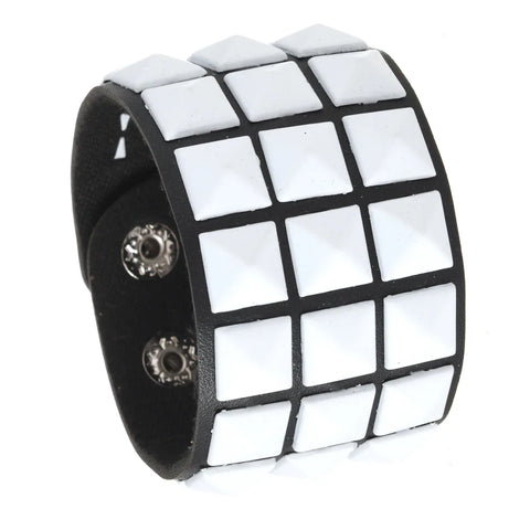 Cyber Goth Pixel Pyramid Stud Cuff Bracelet