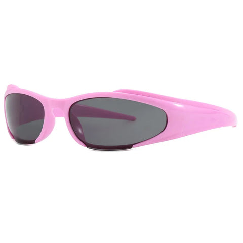Cyber Goth Alien Wraparound Shades in Acid Green