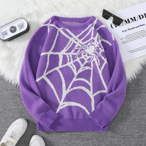 Goth Cobweb Jacquard Knit Sweater