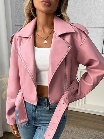 Goth Cropped Moto Coat in Obsidian Black