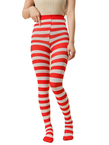 Mall Goth Black & White Striped Tights
