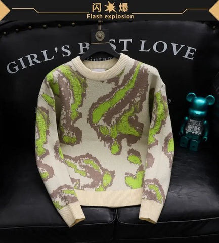 Cyber Goth Acid Static Jacquard Knit Sweater
