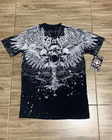 Y2K Goth T-shirt with white splice print