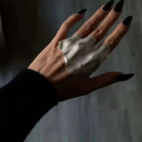 Nu Goth Molten Gold Sculptural Statement Ring