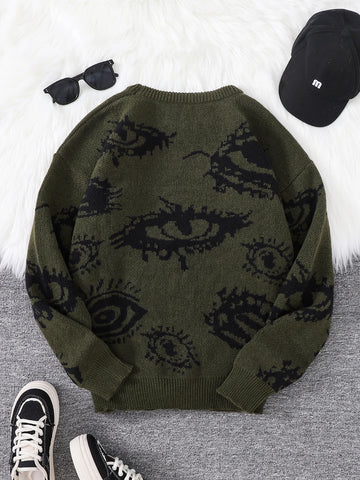 Nu Goth All-Seeing Eyes Jacquard Knit Sweater