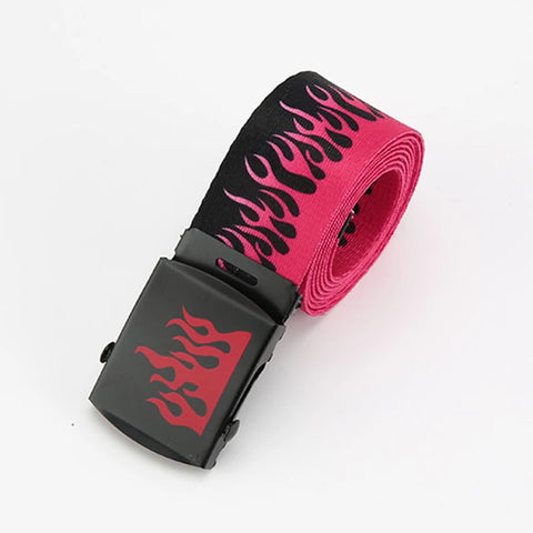 Pastel Goth Bubblegum Flame Canvas Belt