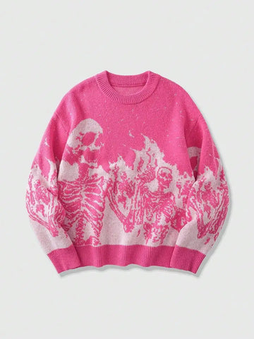 Goth Skeleton Inferno Jacquard Knit Sweater