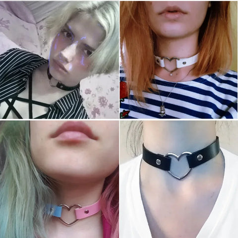 Goth Dark Heart Choker Necklace Set