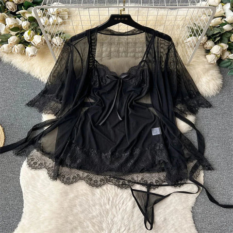 Goth Bound in Contrast Rope Bodysuit