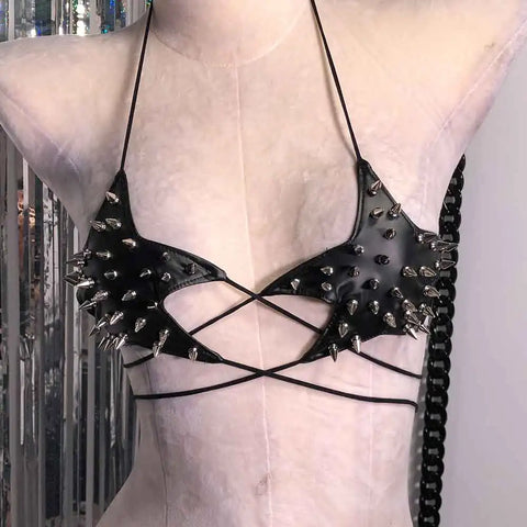 Cyber Goth Spiked Armour Halter Top