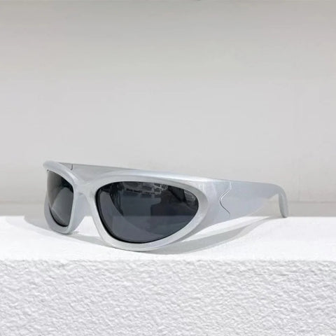 Cyber Goth Chrome Wraparound Shield Sunglasses
