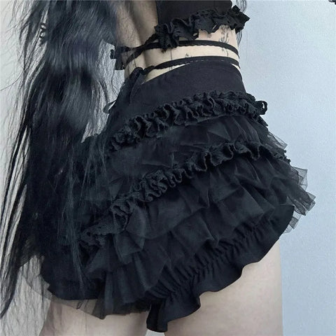 Goth Midnight Ruffle Cake Pants