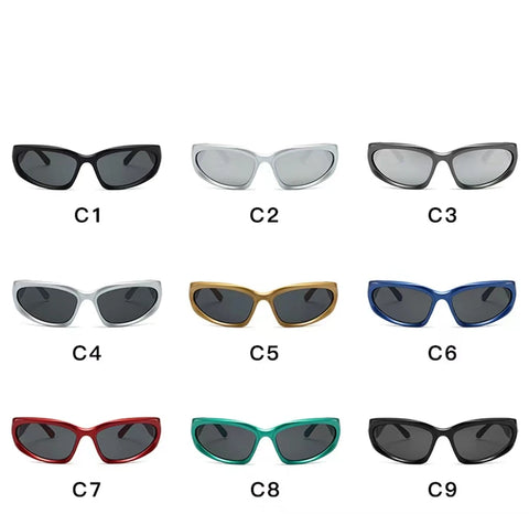Cyber Goth Chrome Wraparound Shield Sunglasses