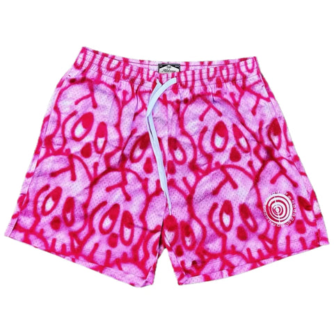 Cyber Goth Skull Bleed Mesh Shorts