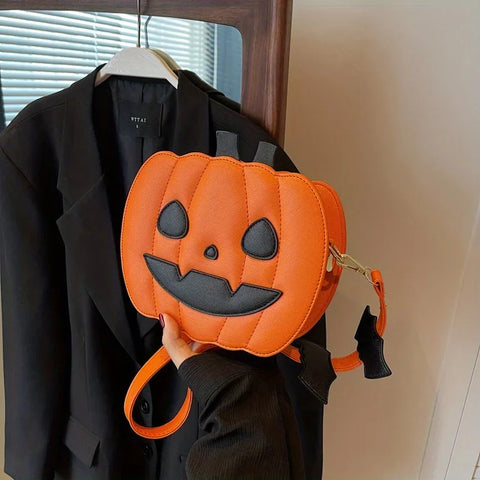Goth Jack-o'-Lantern Crossbody Pump Bag in Black & Orange