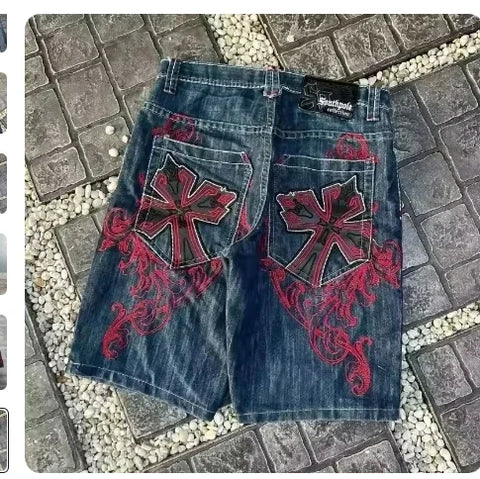 Goth Chaos Theory Patch Camo Cargo Shorts