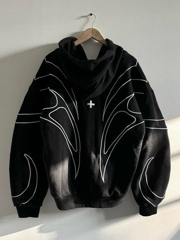 Mall Goth Flame Line Zip-Up Hoodie