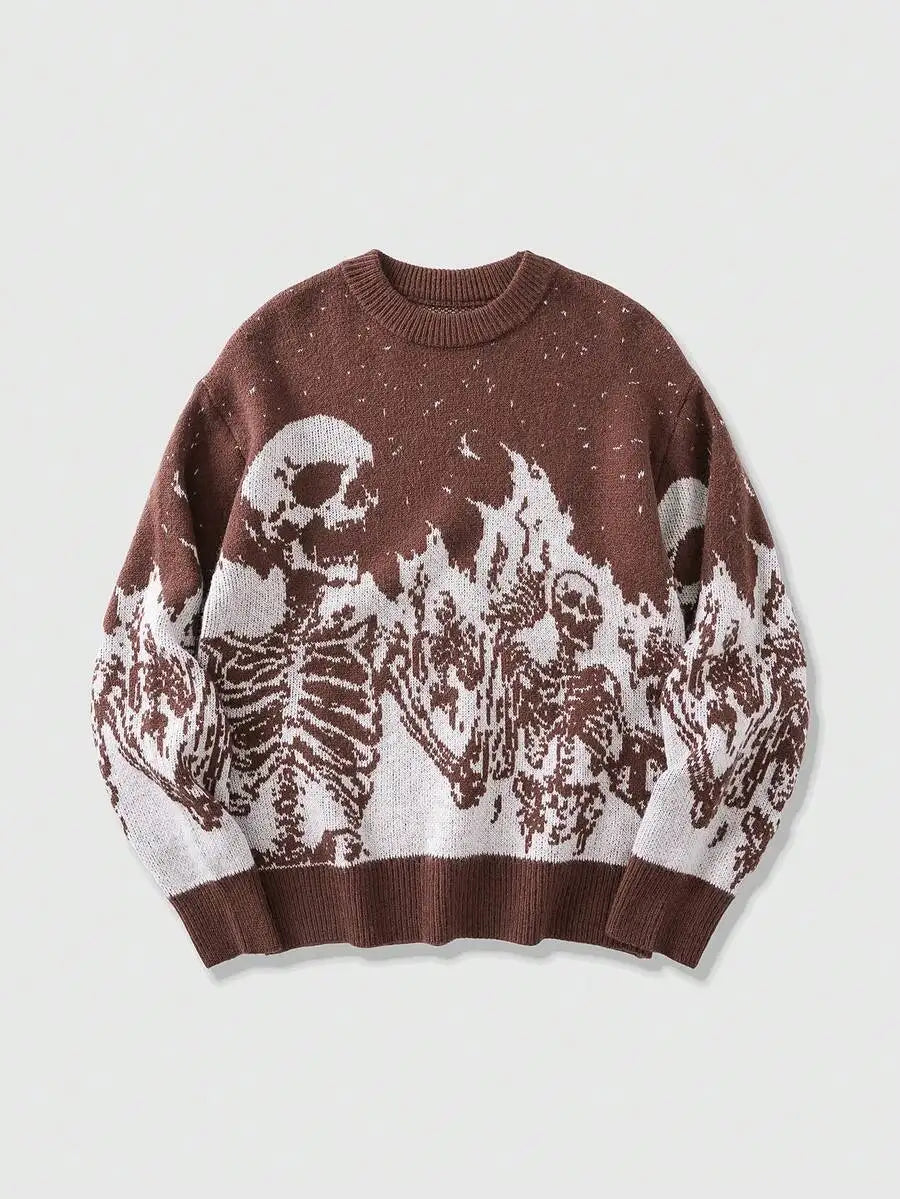 Goth Skeleton Inferno Jacquard Knit Sweater
