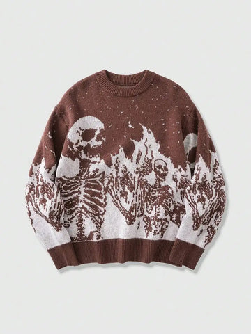 Goth Skeleton Inferno Jacquard Knit Sweater
