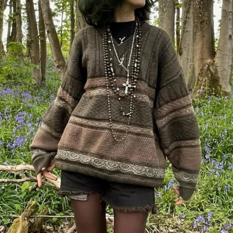 Nu Goth Forgotten Forest Patchwork Knit Top