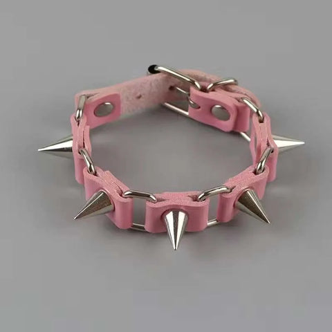 Goth Silver Spike Rivet Bracelet