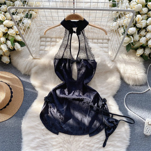 Goth Bound in Contrast Rope Bodysuit