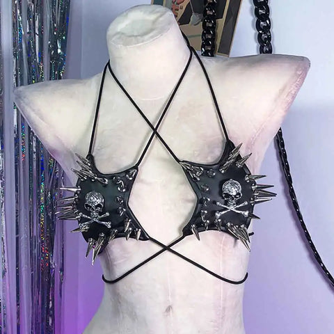 Cyber Goth Spiked Armour Halter Top