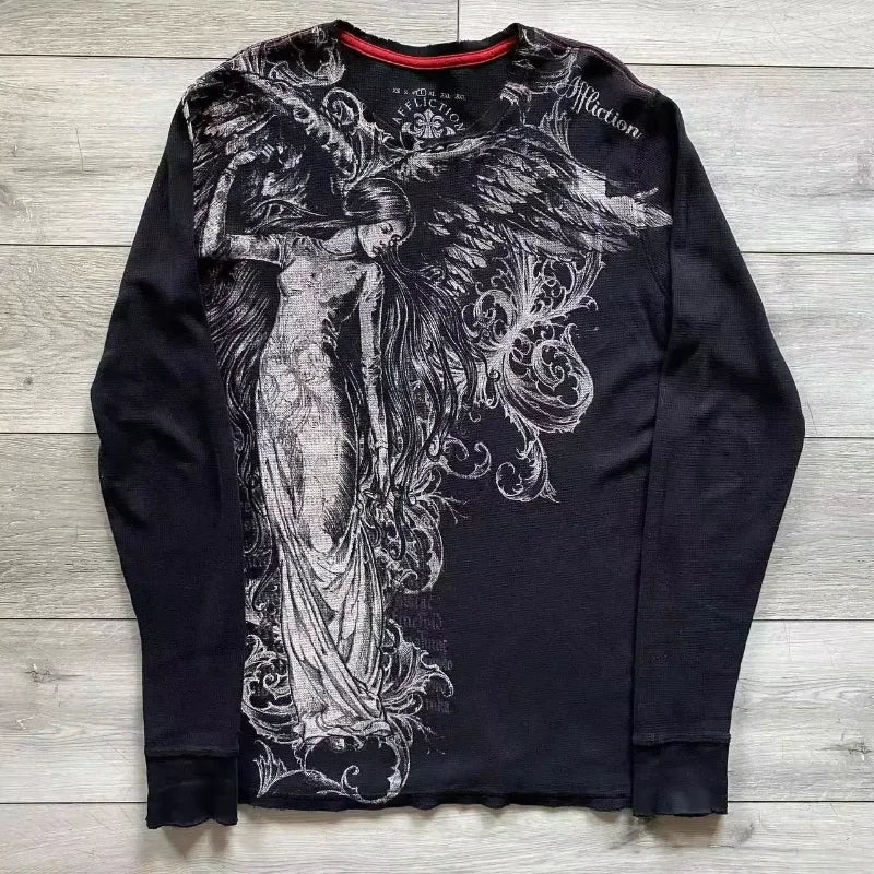 Y2K Goth T-shirt with white splice print