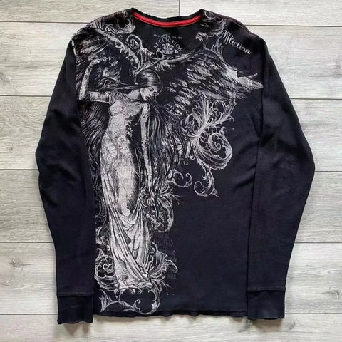 Y2K Goth T-shirt with white splice print