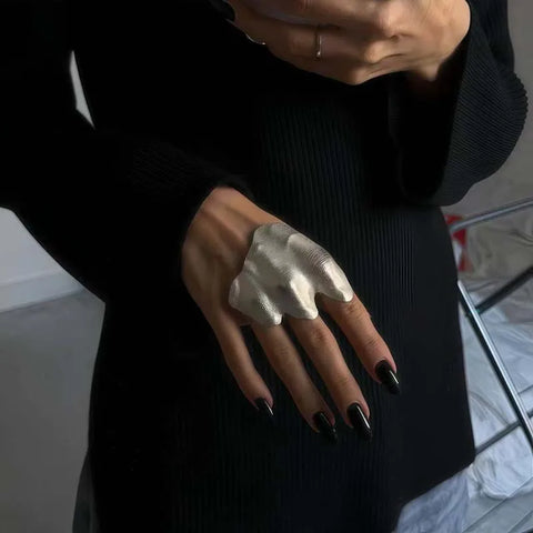 Nu Goth Molten Gold Sculptural Statement Ring