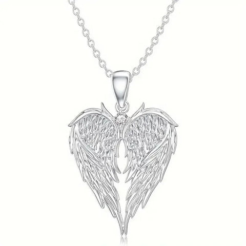 Victorian Goth Fallen Angel Wing Heart Necklace