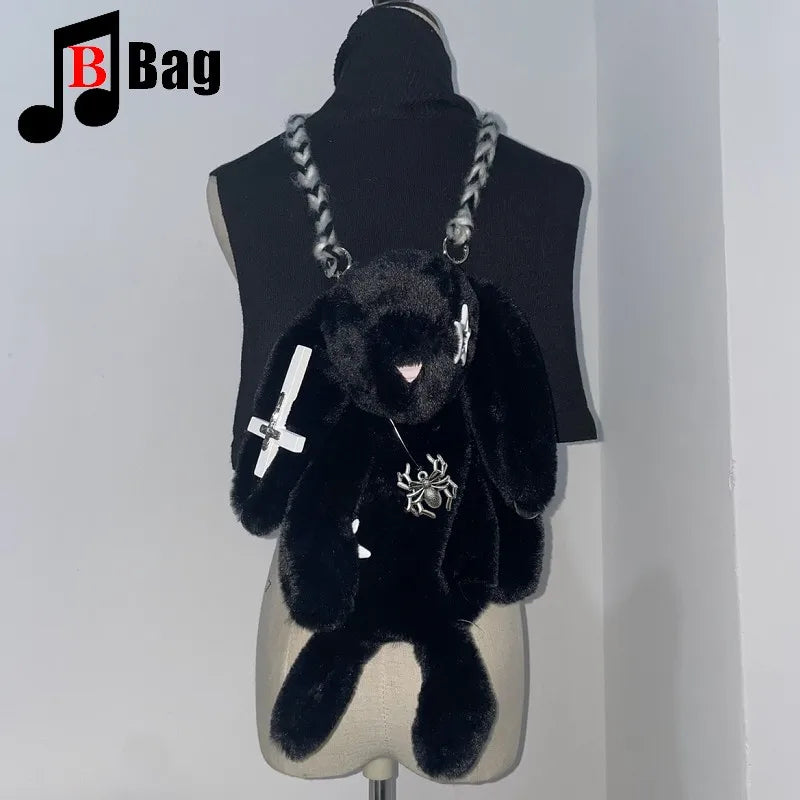 Goth Cursed Bunny Plush Crossbody Bag
