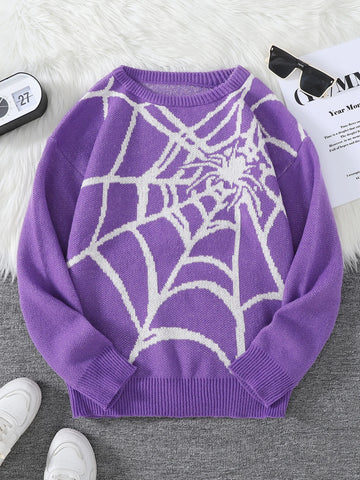 Goth Cobweb Jacquard Knit Sweater
