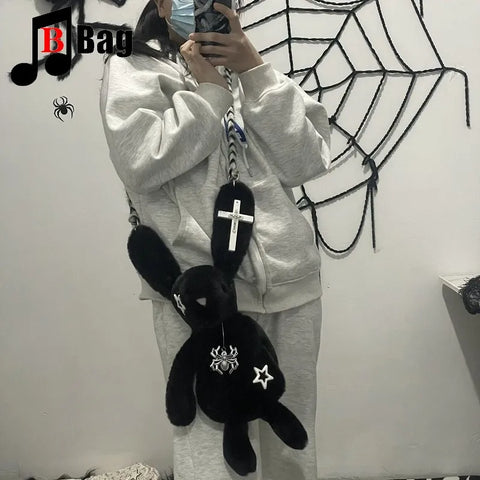 Goth Cursed Bunny Plush Crossbody Bag