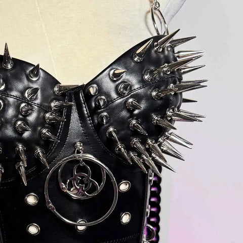Cyber Goth Spike Storm Bralette T-Shirt