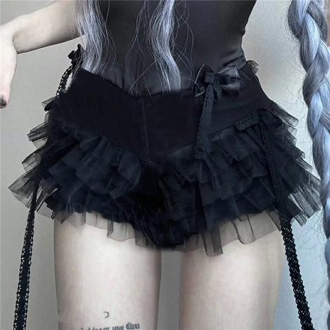 Goth Midnight Ruffle Cake Pants