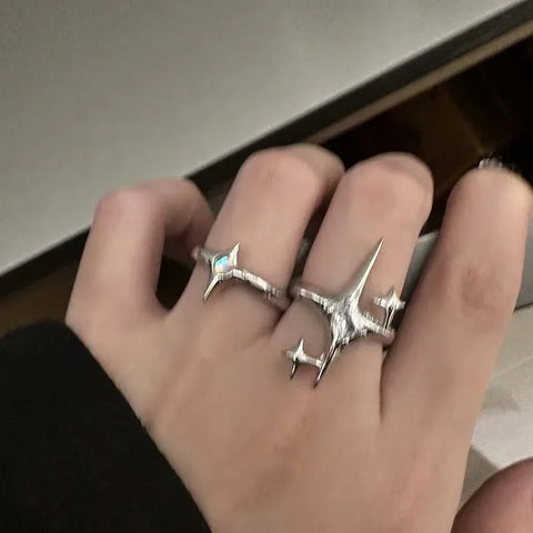 Goth Shattered Star Spike Ring