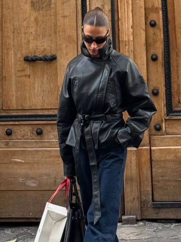 Nu Goth Midnight Bound Oversized Faux Leather Coat