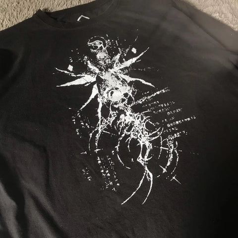Y2K Goth T-shirt with white splice print