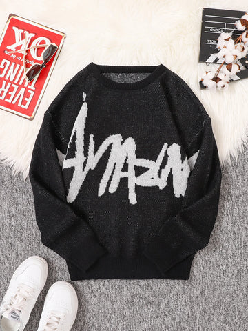 Nu Goth Graffiti Script Knit Sweater