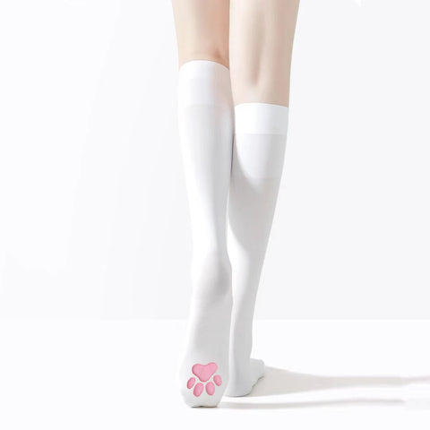 Pastel Goth Cat Paw Thigh-High Lingerie Stockings