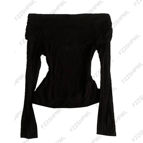 Goth Blood Stripe Off-Shoulder Knit Top
