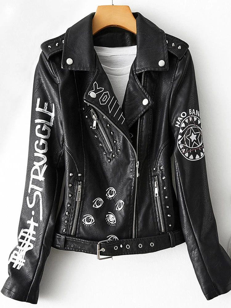 Goth Struggle Graffiti Moto Coat — Eyes Never Lie